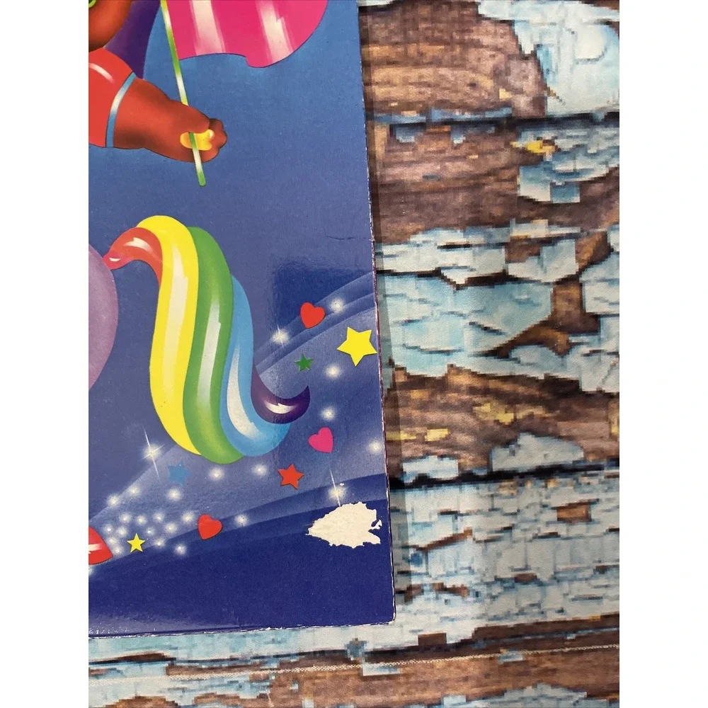 Rare Vintage 1990s LISA FRANK Folder Rainbow Unicorn With Bear